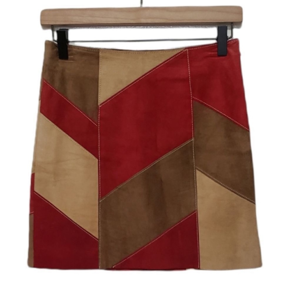 Kenneth Cole Colorblock Suede Mini Skirt Size 0